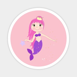 Cute mermaid girl with pink hair Magnet